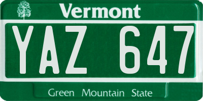 VT license plate YAZ647