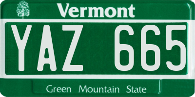 VT license plate YAZ665