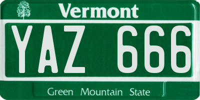 VT license plate YAZ666