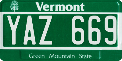 VT license plate YAZ669