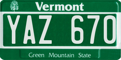 VT license plate YAZ670