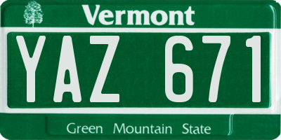 VT license plate YAZ671
