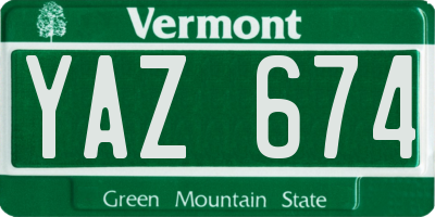 VT license plate YAZ674
