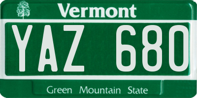 VT license plate YAZ680
