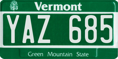 VT license plate YAZ685