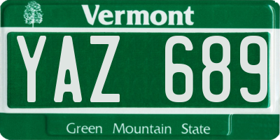 VT license plate YAZ689