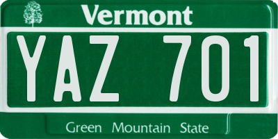 VT license plate YAZ701