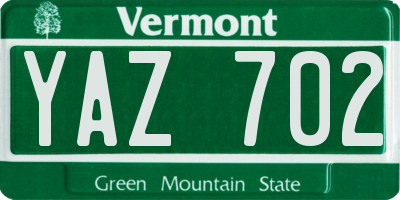 VT license plate YAZ702