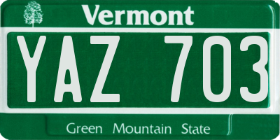 VT license plate YAZ703