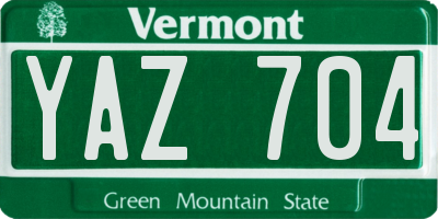 VT license plate YAZ704