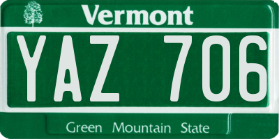 VT license plate YAZ706