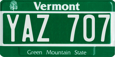 VT license plate YAZ707