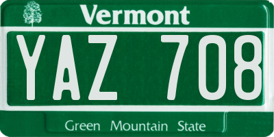 VT license plate YAZ708