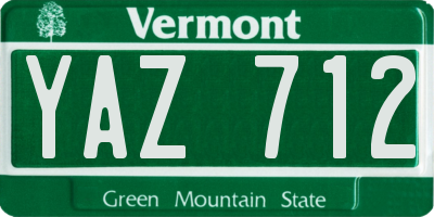 VT license plate YAZ712