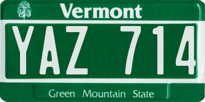 VT license plate YAZ714