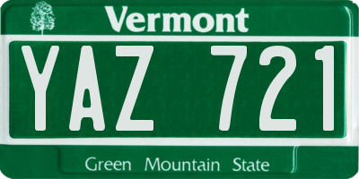VT license plate YAZ721