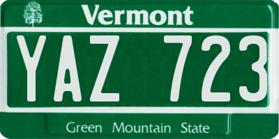VT license plate YAZ723