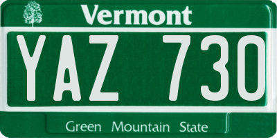 VT license plate YAZ730