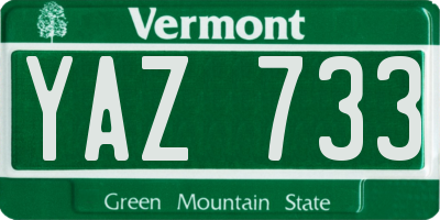 VT license plate YAZ733