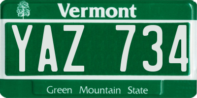 VT license plate YAZ734