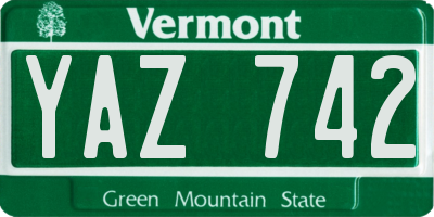 VT license plate YAZ742