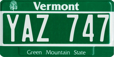 VT license plate YAZ747