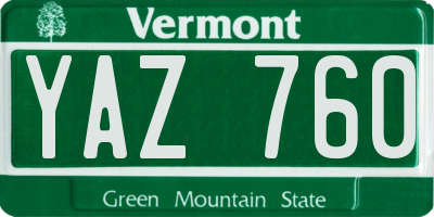 VT license plate YAZ760