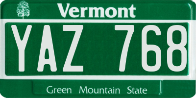 VT license plate YAZ768