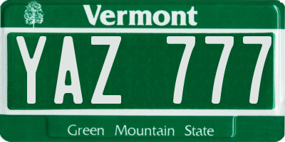 VT license plate YAZ777