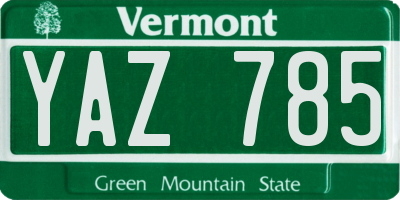 VT license plate YAZ785