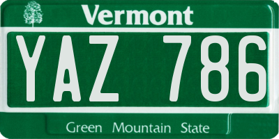 VT license plate YAZ786