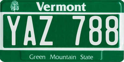VT license plate YAZ788