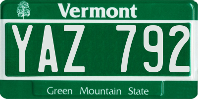 VT license plate YAZ792