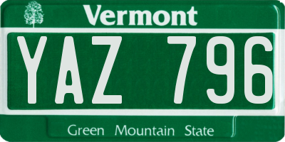 VT license plate YAZ796
