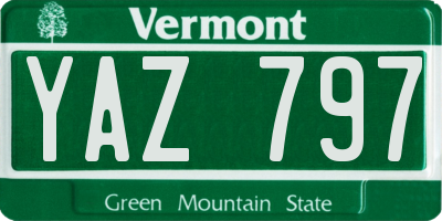 VT license plate YAZ797