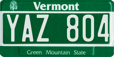 VT license plate YAZ804