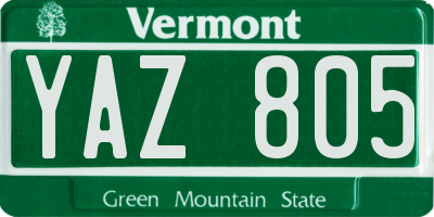 VT license plate YAZ805