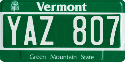 VT license plate YAZ807