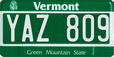 VT license plate YAZ809