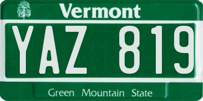 VT license plate YAZ819