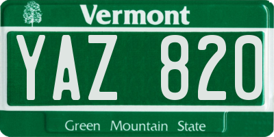 VT license plate YAZ820