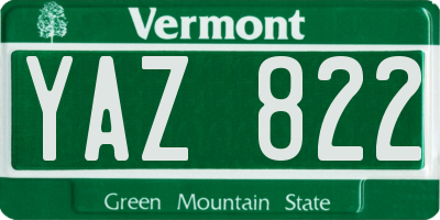 VT license plate YAZ822