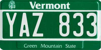 VT license plate YAZ833
