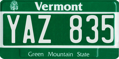 VT license plate YAZ835
