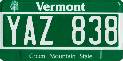 VT license plate YAZ838