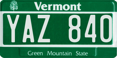 VT license plate YAZ840