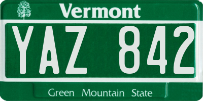 VT license plate YAZ842