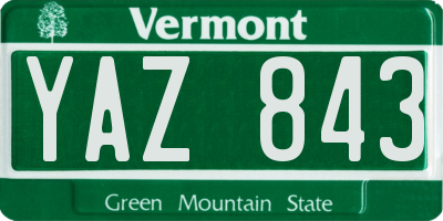 VT license plate YAZ843
