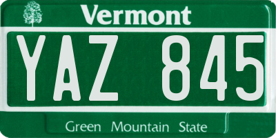 VT license plate YAZ845