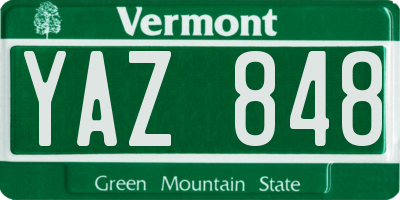 VT license plate YAZ848